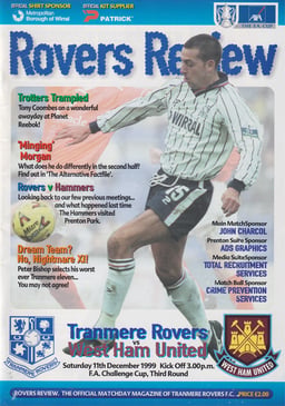 Tranmere Rovers v West Ham United Match Programme 1999-12-11